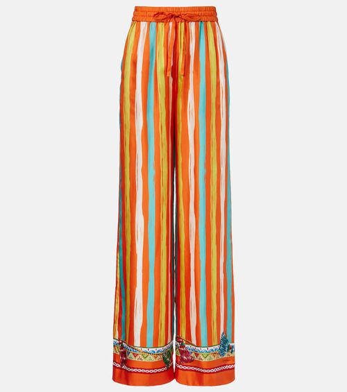 Striped silk palazzo pants