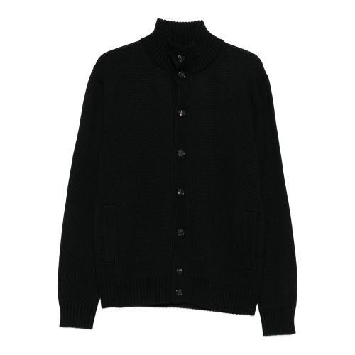 High-neck Button-fastening Cardigan