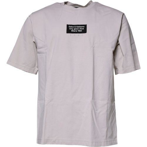 Dolce & Gabbana Mens Only Good Vibes Tshirt Milano 1984 - Silver Cotton - Men