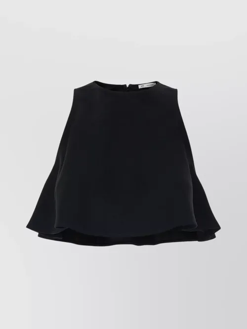 Ami Paris - acetate blend crew-neck flared top