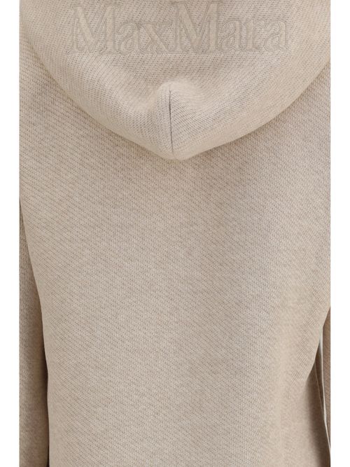 Embroidered Logo Cotton Hoodie — Beige