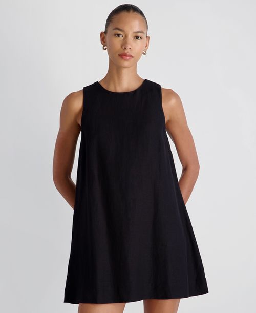 Women's Cooper Linen Sleeveless Mini Dress - 01-Black