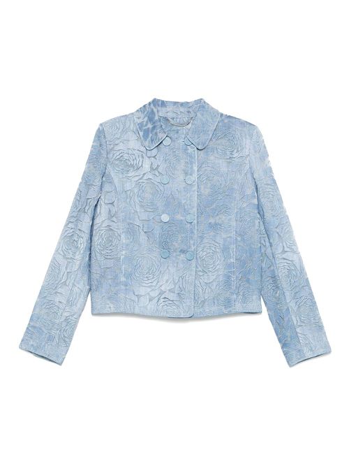 Devoré-effect double-breasted jacket - Blue