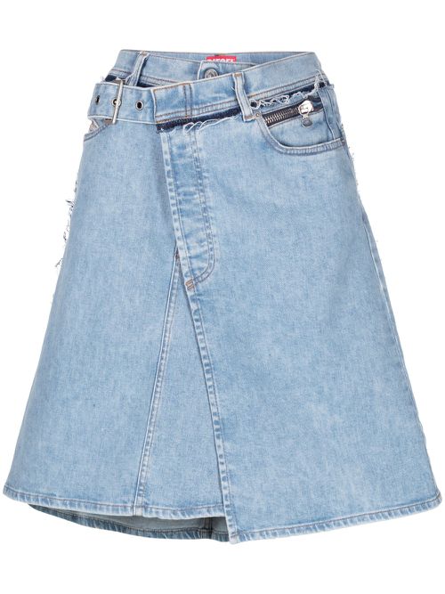 Asymmetric distressed denim skirt - Blue