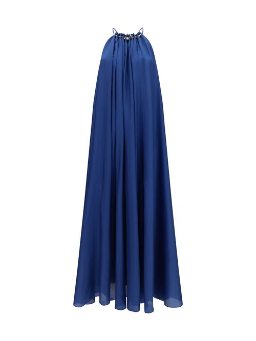 Aster Pleated Pearl Dress — Blue