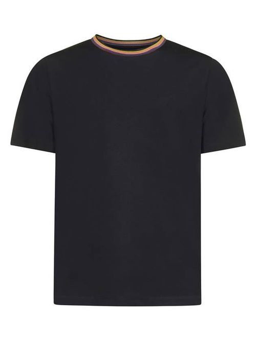 Stripe-trim organic cotton T-shirt