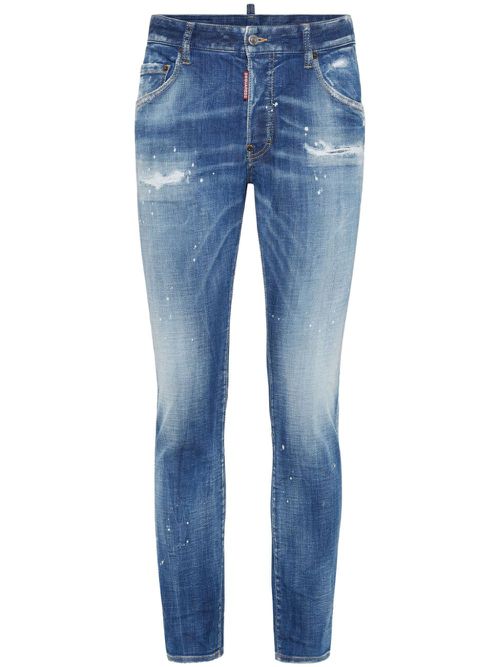 Distressed tapered-leg trousers - Blue