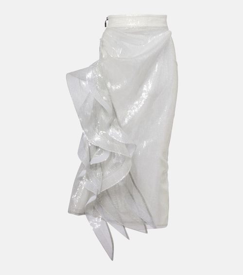 Hymn ruffled sequined midi skirt