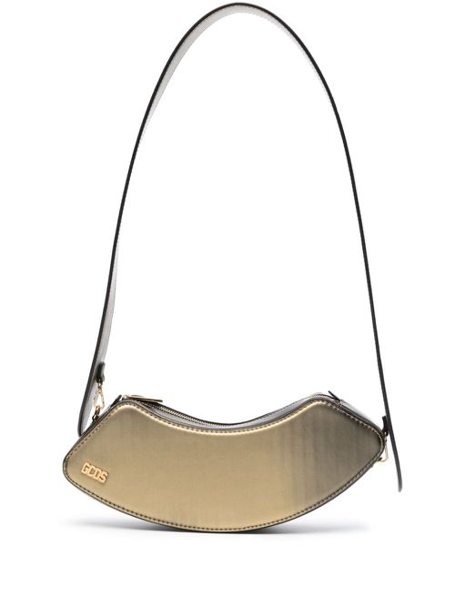 Comma holographic-effect medium shoulder bag - Gold