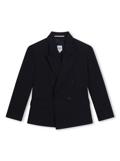 Pinstripe-pattern double-breasted blazer - Blue