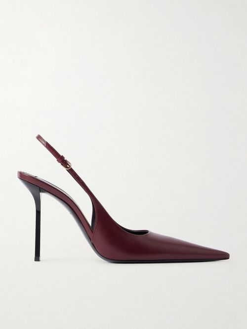 Victoria Leather Slingback Pumps - Burgundy