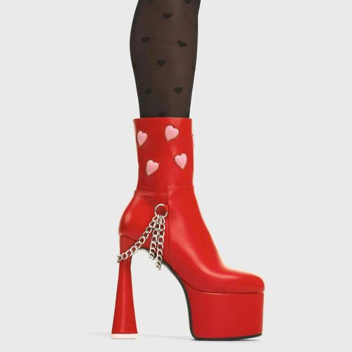 Lamoda Back Me Black PU Red Lace-Up Ankle Boots Bold Urban Street Style