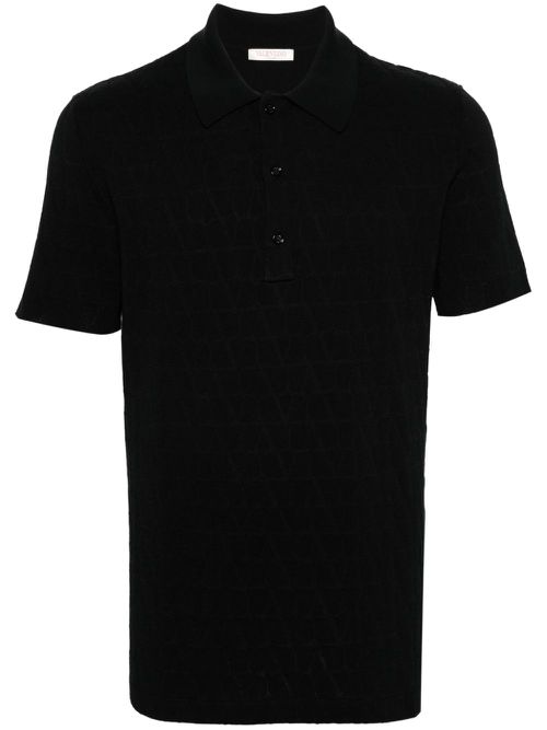 VLogo-jacquard polo shirt - Black