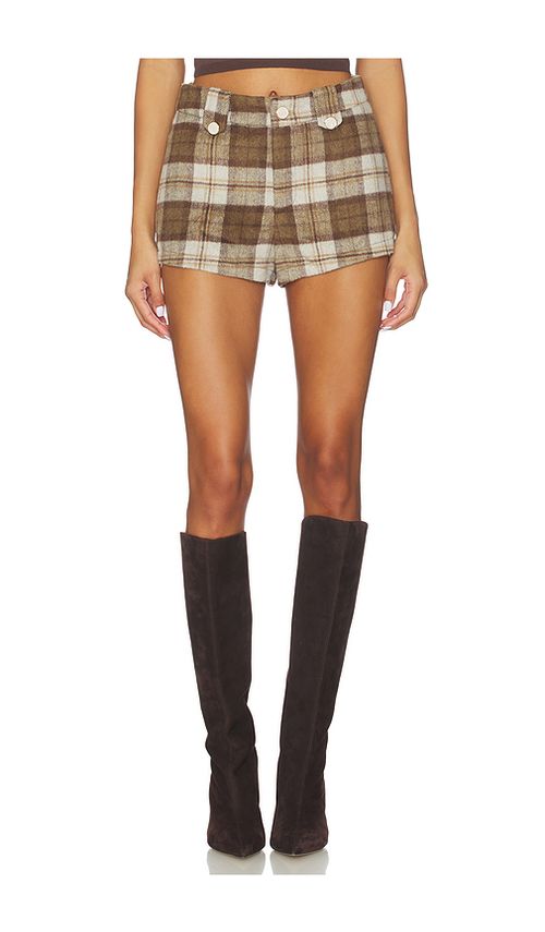 Understated Leather Plaid Western Short en Cream. M. Also en L, S