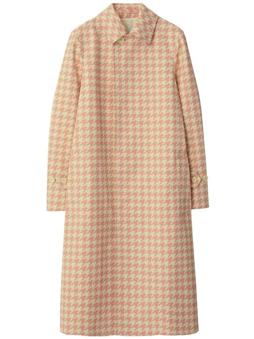 Check-pattern long coat - Pink