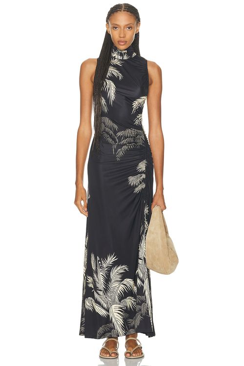 Johanna Ortiz Moon Goddess Ankle Dress in Black & Ecru - Black. 8 also , 2