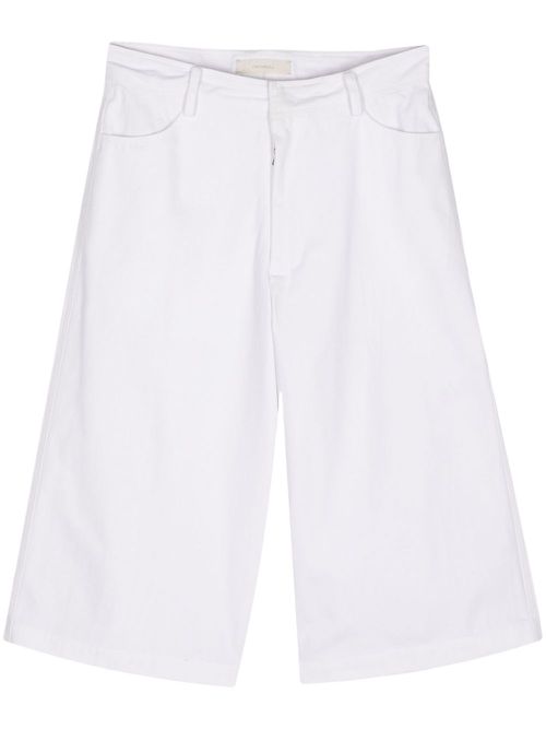 Wide-leg canvas shorts - White