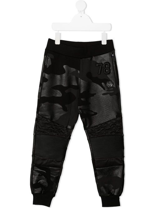 Camouflage print track trouser - Black