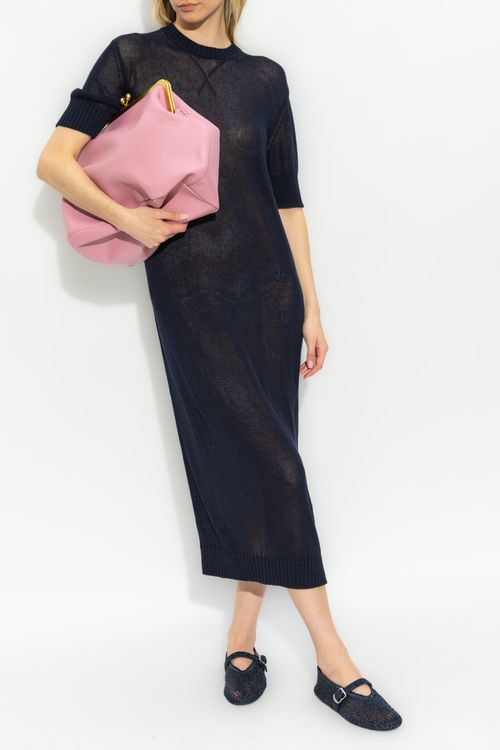 Cotton Dress With Embroidered Logo, Women's, Navy Blue