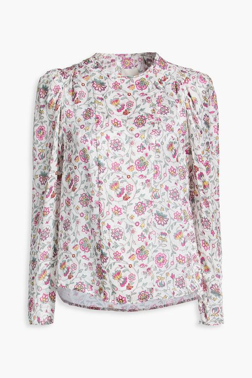 Lensy floral-print satin-jacquard top - Pink - FR 34