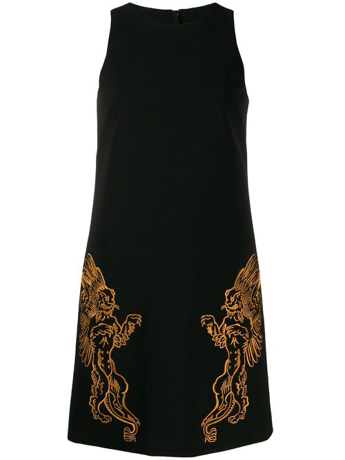 Mythological creatures crepe dress - Black