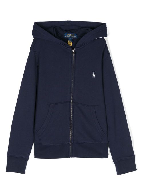 Polo Pony-embroidered <ip hoodie - Blue