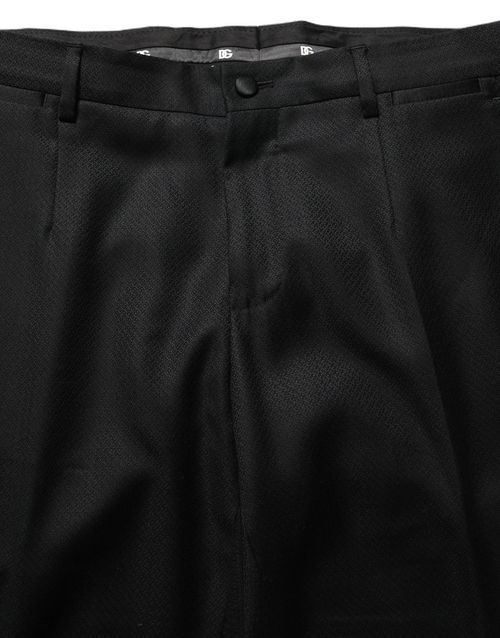 Virgin Wool Slim Fit Pant Suit — Black