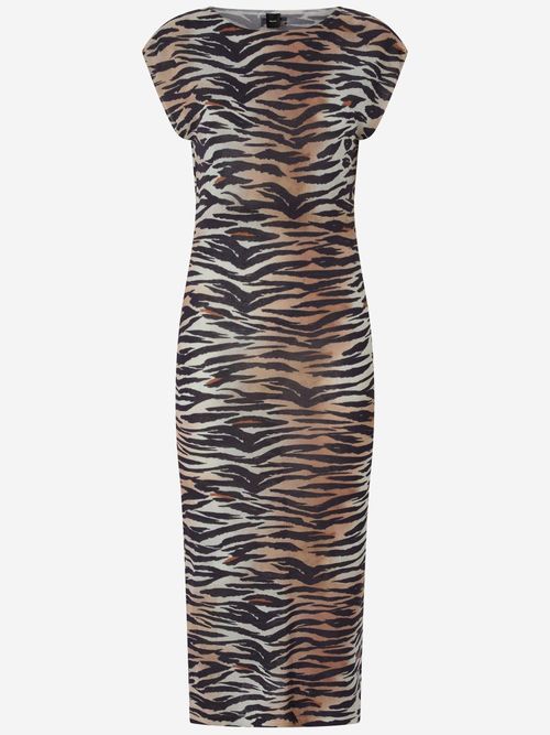 Animal Print Cotton Midi Dress — Multicolor