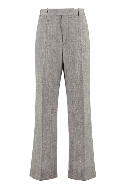 Viscose-Silk Flared Trousers — Gray