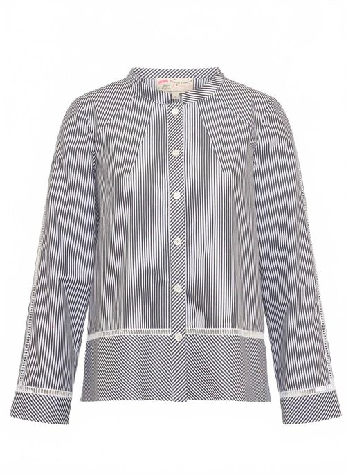 Women's Stripe Cotton Shirt In Black And White