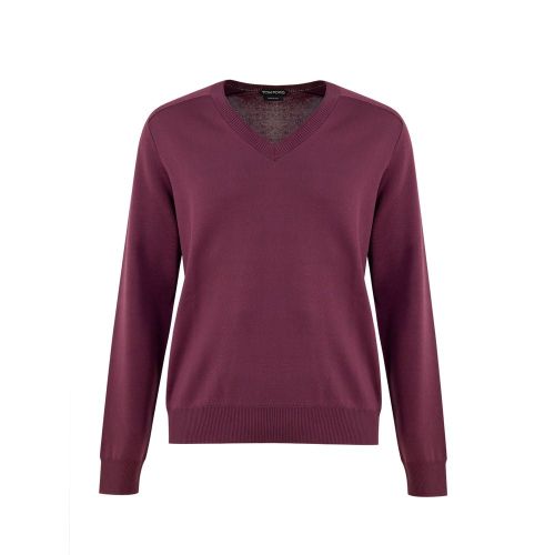 Silk V-Neck Sweater — Purple