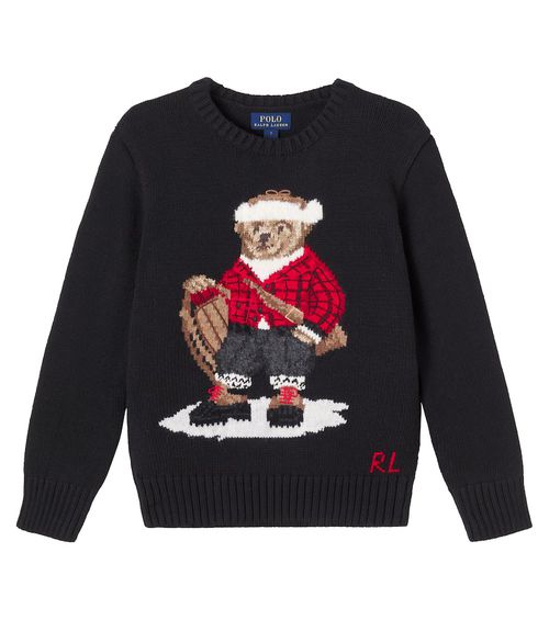 Polo Bear intarsia cotton sweater
