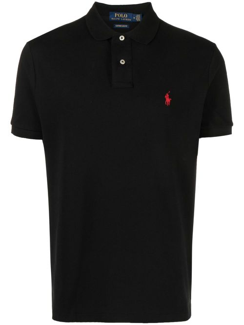 Polo Pony-embroidered cotton polo shirt - Black