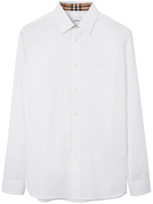 Long-sleeved button-up cotton shirt - WHITE