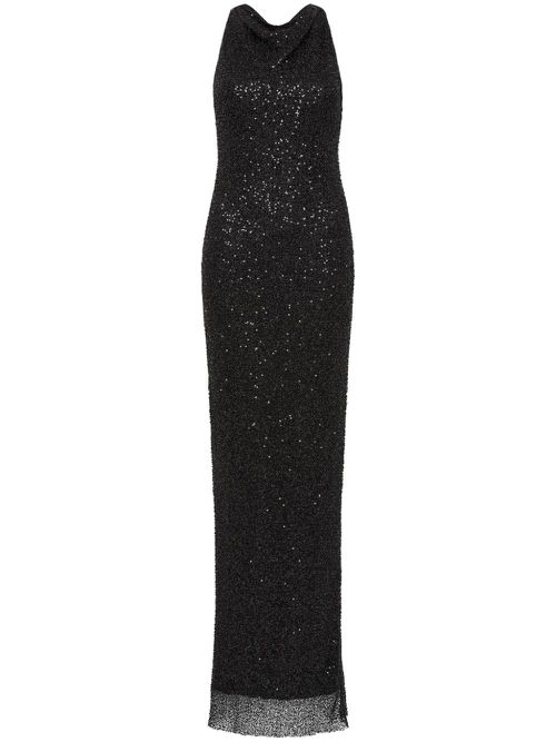 Nixie sequin-embellished halterneck gown - Black