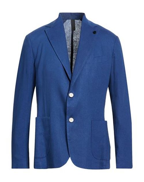 Man Blazer Blue Size 42 Linen, Viscose