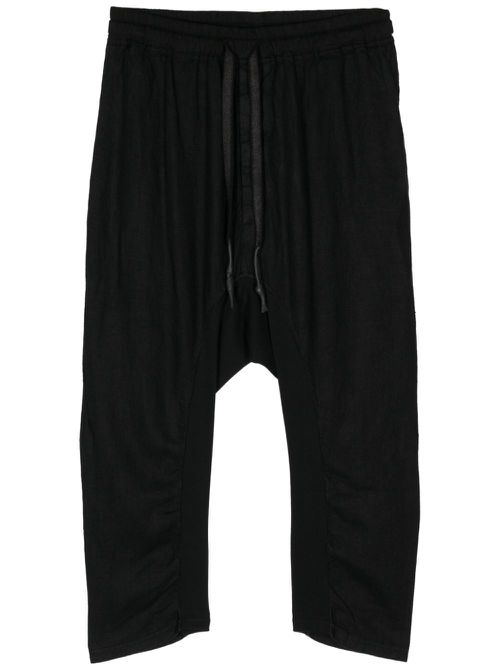 Cropped drop-crotch trousers - Black
