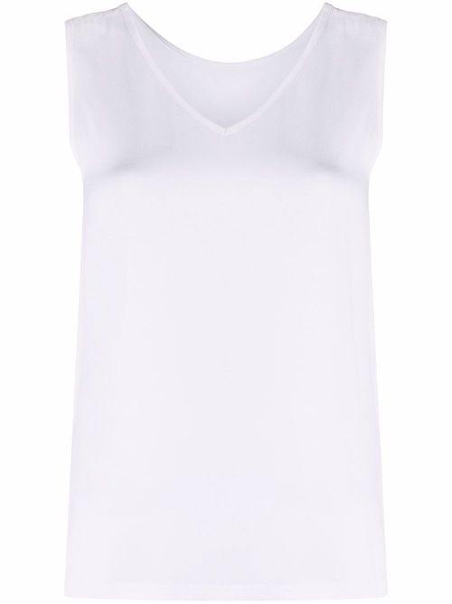 V-neck sleeveless top - White