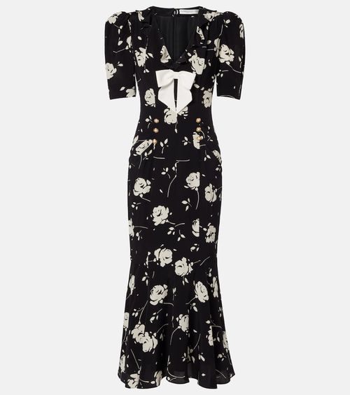 Floral printed silk midi dress