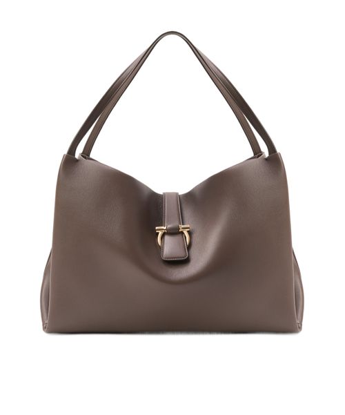 Buckle leather satchel