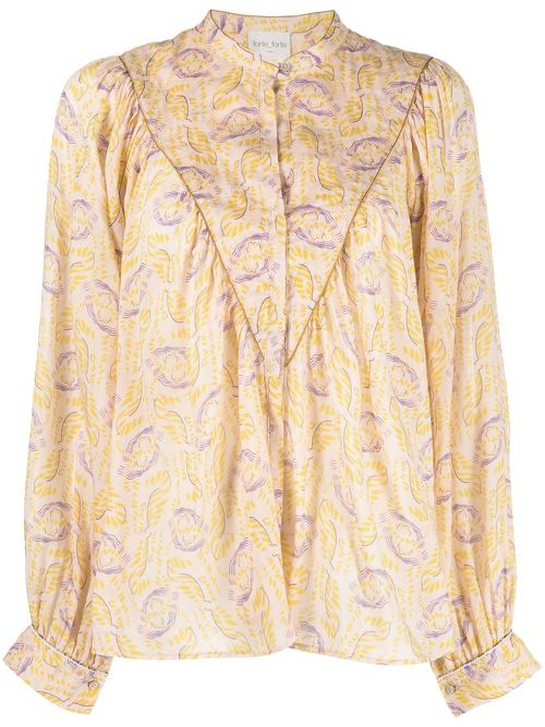 Abstract-print blouse - Neutrals