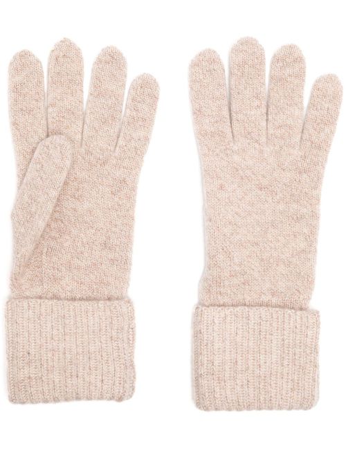 Plated rib gloves - Toasted Sesame + Ecru