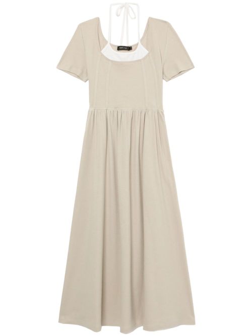Layered halterneck midi dress - Neutrals