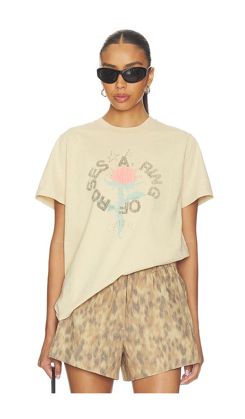 Ganni Future Heavy Jersey Oversized T-shirt in Beige. XS. Also in S, M