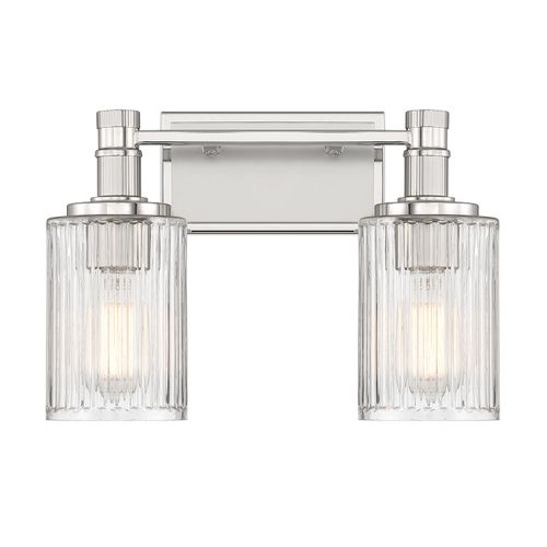 Concord 2-Light Bathroom Vanity Light in Silver and Polished Nicke