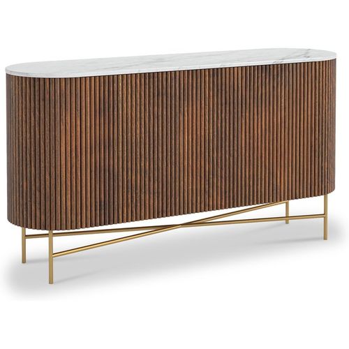 Milo Mango & Marble Fluted 2 Door Sideboard Cabinet | Roseland