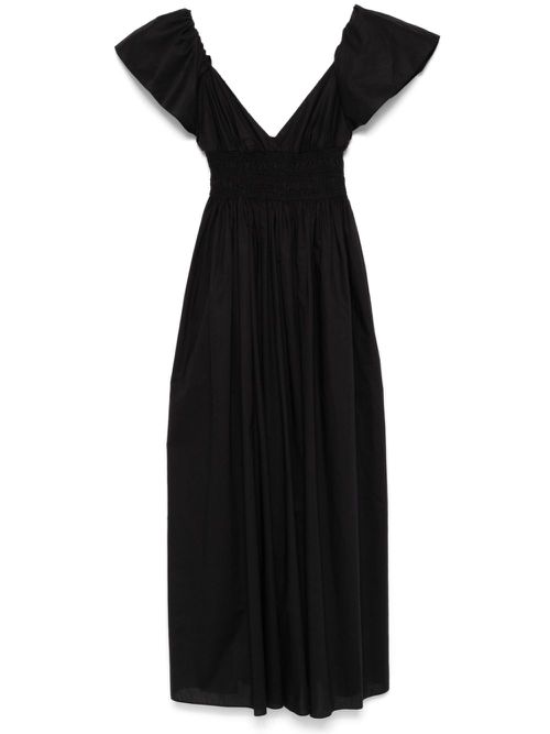 Flutter-sleeves midi dress - Black
