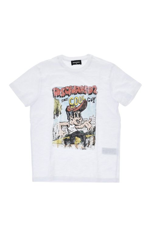 Boys White Printed T-Shirt