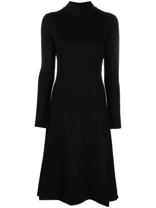 Long-sleeve midi dress - Black