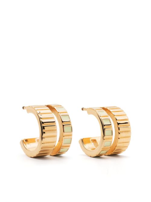 Slot gem-embellished hoop earrings - Gold